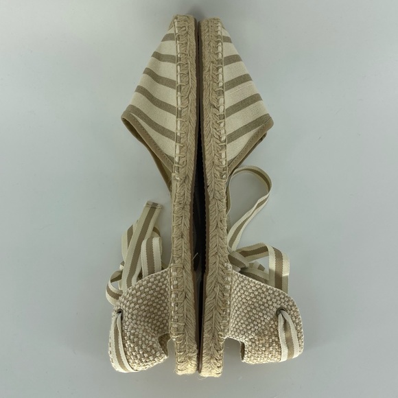 Soludos Lauren Espadrille Lace-up Sandals in White/Tan Stripe - Picture 7 of 10